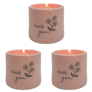 3PK Urban Thank you Candle Pink 7cm Gift Keepsake Present