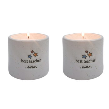 2PK Urban Best Teacher Ever Candle White 7cm Gift Keepsake Present