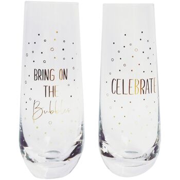 2pc Urban 16cm Celebrate Champagne Glass Drinking Cup - Gold