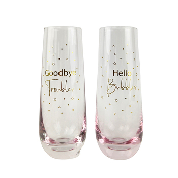 2pc Urban 16cm Hello Bubbles Champagne Glass - Gold/Pink