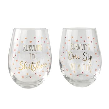2pc Urban Surviving The sh*tshow One Sip At a Time Wine Glass