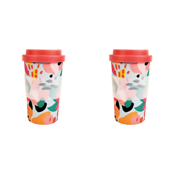 2x Urban 400ml Melody Eco Bamboo Mug Drinking Travel Tumbler w/ Lid