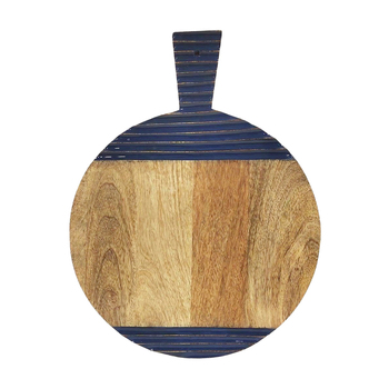 Urban 40cm Ripple Mango Wood Board Cutting/Chopping Block - Natural/Blue