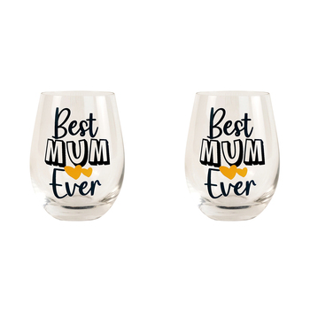 2x Urban 12cm Best Ever Mum Glass Drinking Cup - Navy