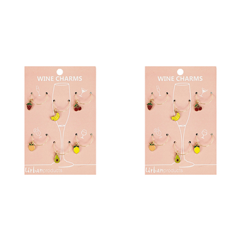 2x 6pc Urban Fruity 4cm Metal/Enamel Wine Charms Drink Tag 