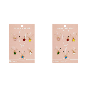 2x 6pc Urban Stars 4cm Metal/Enamel Wine Charms