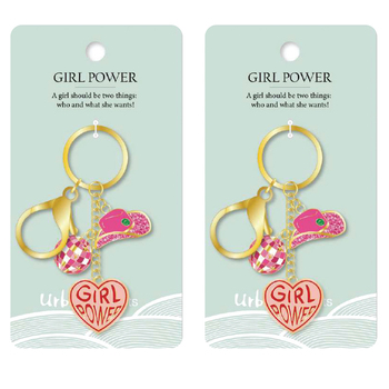 2PK Urban Products Girl Power Keyring/Keychain Accessory Pink 12cm