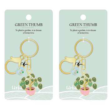2PK Urban Products Green Thumb Keyring Accessory Green/Pink 12cm