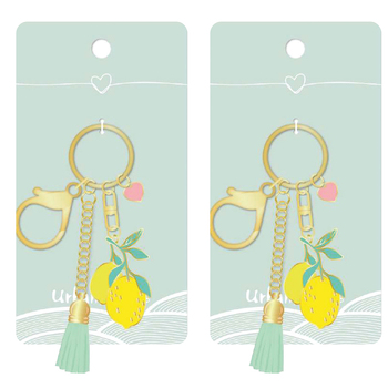2PK Urban Products Lemons w/ Tassel Keyring Accessory Yellow/Green 12cm