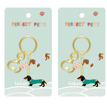 2PK Urban Products Sausage Dogs Keyring/Keychain Accessory Colourful 12cm