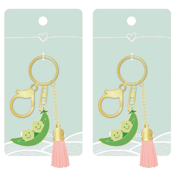 2PK Urban Products Peas In A Pod Keyring/Keychain Accessory Green 12cm