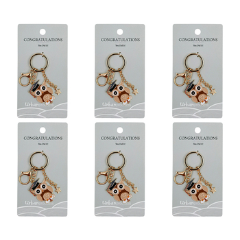 6PK Urban Congratulations Keyring Black 12cm Display Decorative Keepsake