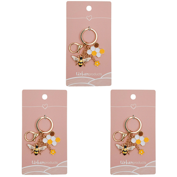 3PK Urban Bee Keyring Yellow 12cm Display Decorative Keepsake