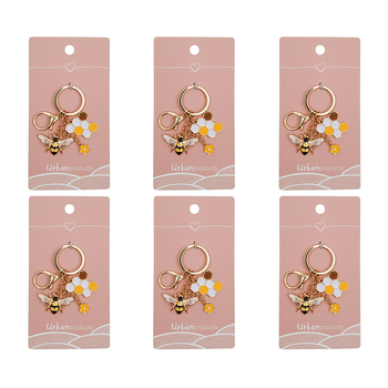 6PK Urban Bee Keyring Yellow 12cm Display Decorative Keepsake