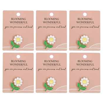 6PK Urban Daisy Flower Memento Pin White 2cm Display Decorative Keepsake
