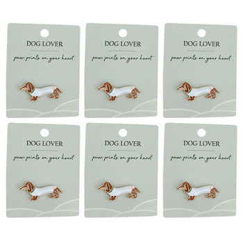 6PK Urban Sausage Dog Memento Pin Brown 2cm Display Decorative Keepsake
