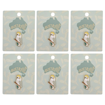 6PK Urban Cockatoo Memento Pin White 2cm Display Decorative Keepsake