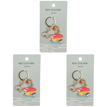 3PK Urban Best Teacher Keyring Red 12cm Display Decorative Keepsake