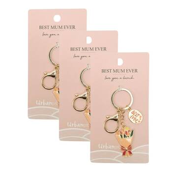 3x Urban Best Mum Keyring Hanging Keychain Bag Decor Pink 11cm