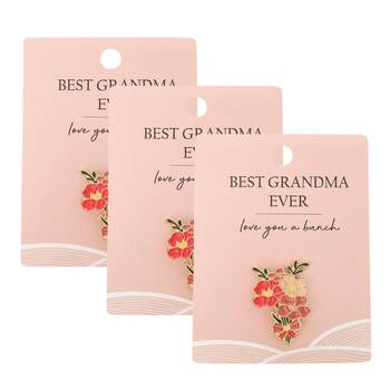 3x Urban Best Grandma Memento Pin Decorative Keepsake Blue 2cm