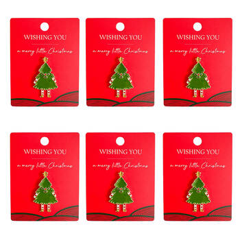 6PK Urban Metal Festive Friends Tree Memento Pin Accessory Charm 4cm Green