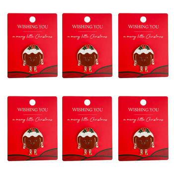 6PK Urban Metal Festive Friends Pudding Memento Pin Accessory Charm 4cm Brown