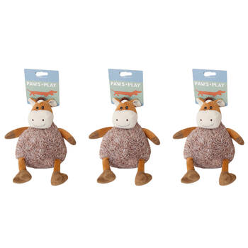 3PK Urban Fluffy Squeaker Animal Brown Dog/Pet Durable Play Toy