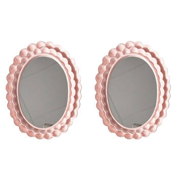 2PK Urban Resin/Wood Lotti Petal Oval Mirror Frame 5x7in 22x18cm Pink