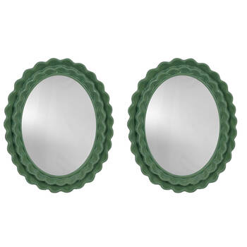2PK Urban Resin/Wood Lotti Petal Oval Mirror 5x7in 22x18cm Sage Green