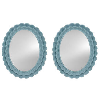 2PK Urban Resin/Wood Lotti Petal Oval Mirror Frame 5x7in 22x18cm Blue