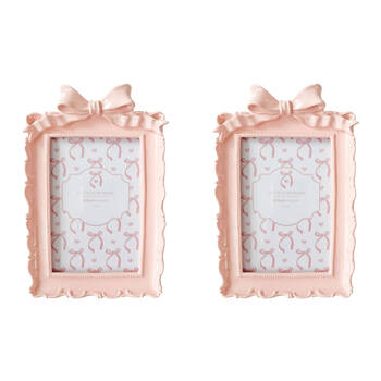 2PK Urban Resin/Wood Lotti Bow Photo Picture Frame 4x6in 20x14cm Pink