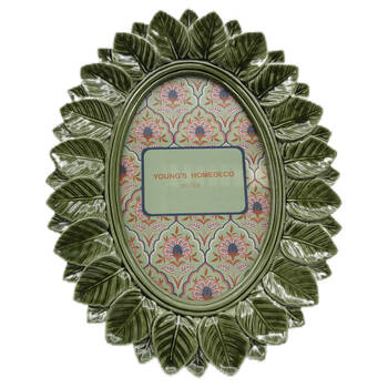 Urban Resin/Wood Oval Leaf Photo Picture Frame 4x6in 22x18cm Green