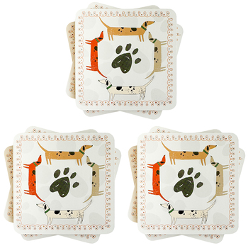 3PK Urban Dog Cork MDF Coasters White 10cm Kitchen Decor Tableware