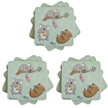 3PK Urban RT Animals Cork MDF Coasters 10cm Kitchen Decor Tableware