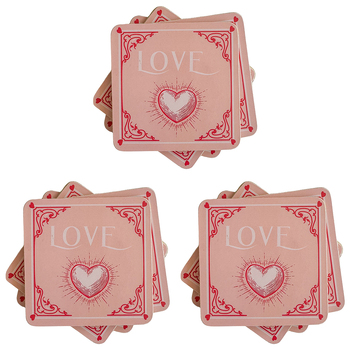 3PK Urban Love Cork MDF Coasters Red 10cm Kitchen Decor Tableware