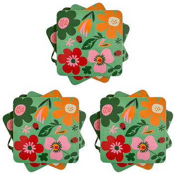 3PK Urban Dahlia Floral Cork MDF Coaster Kitchen Decor Tableware