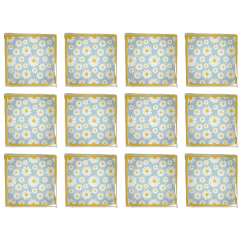 12x 20pc Urban Daisy Napkins White Blue 33x33cm Kitchen Decor Tableware