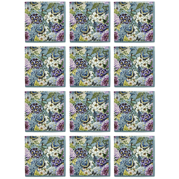 24x 20pc Urban Heidi Flower Napkins Blue 33x33cm Kitchen Decor Tableware