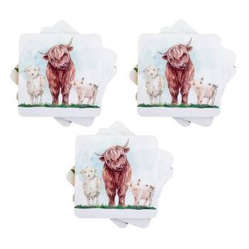 3x 4pc Urban Highland Friends Cork Coasters Table Protector Brown 10cm