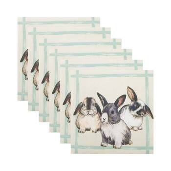 6x 20pc Urban Bunny Paper Napkins Brown Dining Table Paper Towel 33x33cm