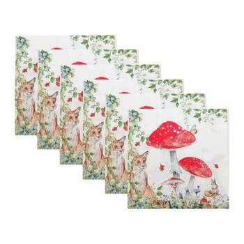 6x 20pc Urban Enchanted Garden Paper Napkins Paper Towel Red 33x33cm