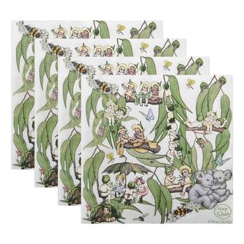 4x 20pc Urban May Gibbs Gumnut Baby Paper Napkins Green 33x33cm