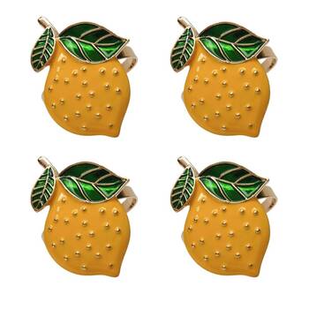 4x Urban Lemon Napkin Ring Kitchen Table Organiser Yellow