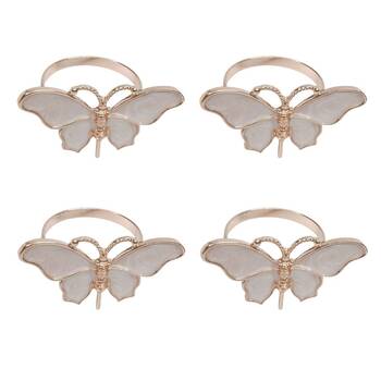 4x Urban Butterfly Napkin Ring Kitchen Table Organiser Cream