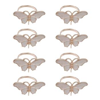 8PK Urban Butterfly Napkin Ring Kitchen Table Organiser Cream