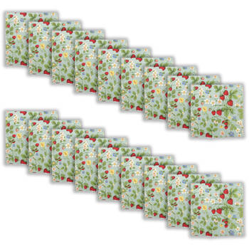 18x 20pc Urban Strawberry Field Paper Napkins Serviette Set 33x33cm Green