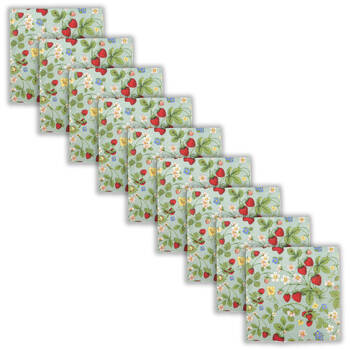 9x 20pc Urban Strawberry Field Paper Napkins Serviette Set 33x33cm Green