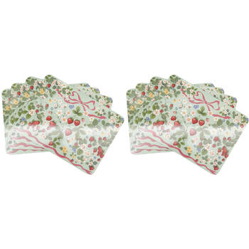 2x 4pc Urban Strawberry Field Cork Wooden Table Placemats 28x38cm Green/Pink