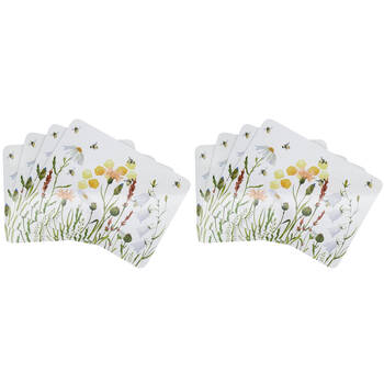 2x 4pc Urban Bee Meadow Cork Wooden Table Placemats 28x38cm White/Yellow