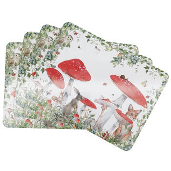 4pc Urban Enchanted Garden Cork Wooden Table Placemats 28x38cm Red/White